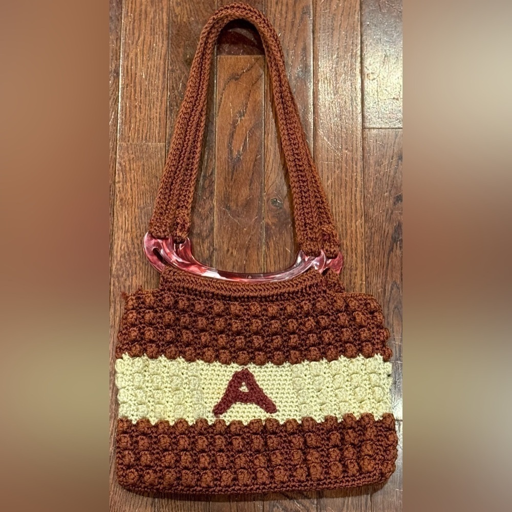 Alabama Roll Tide A Monogram Handmade Vintage Shoulder Bag Purse Crochet Knit